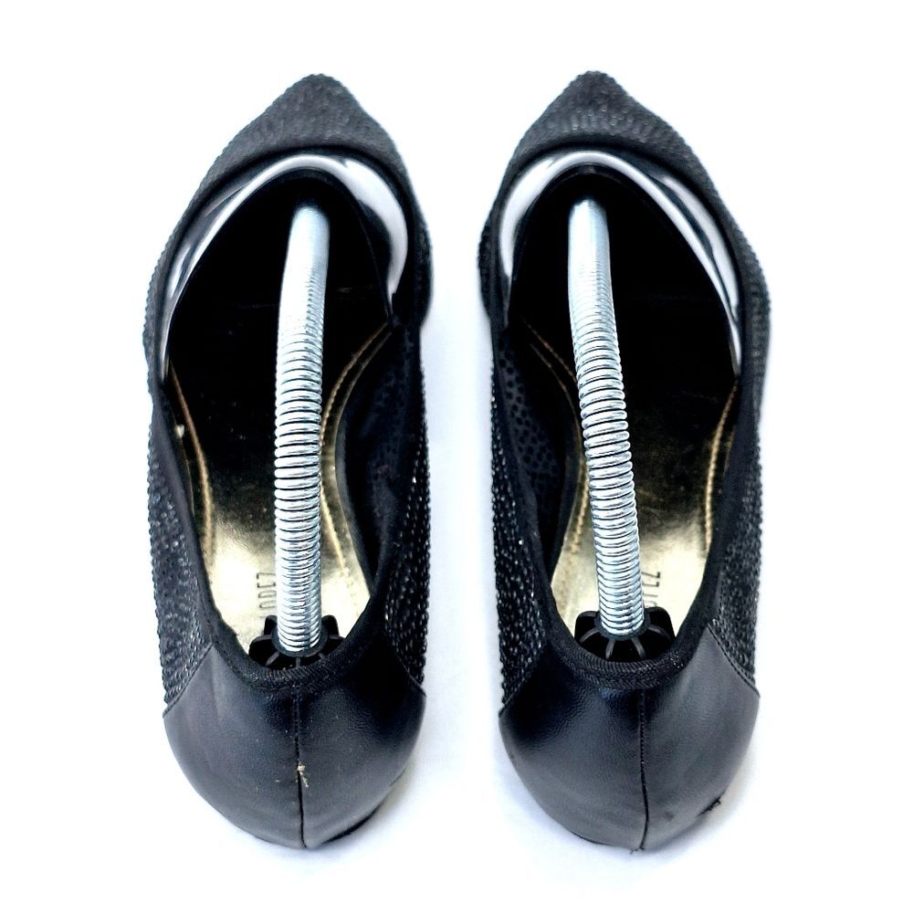 Jennifer Lopez Black Crystal Semi Sheer Pointy Toe Shoes Dress Flats Sz 9 - Picture 6 of 10